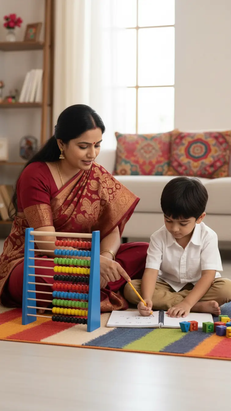 Abacus, a parent-led counting moment, generated to match how the product is actually used at home.