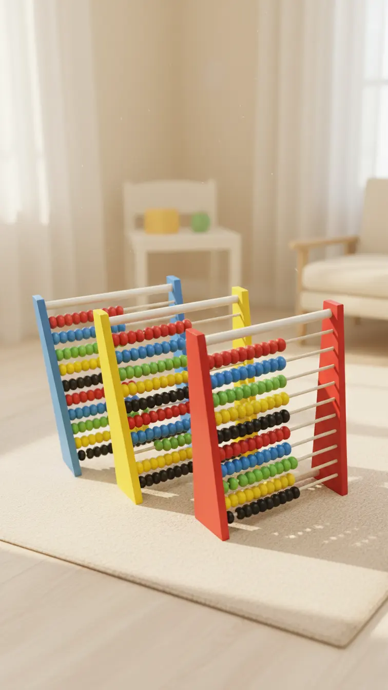 Abacus, hands-on counting practice with a parent.