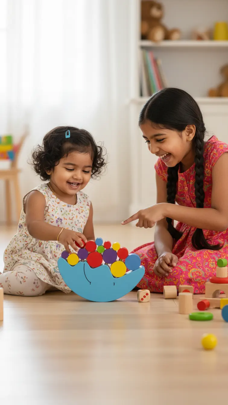 Balance game, fine motor skills and stacking practice.