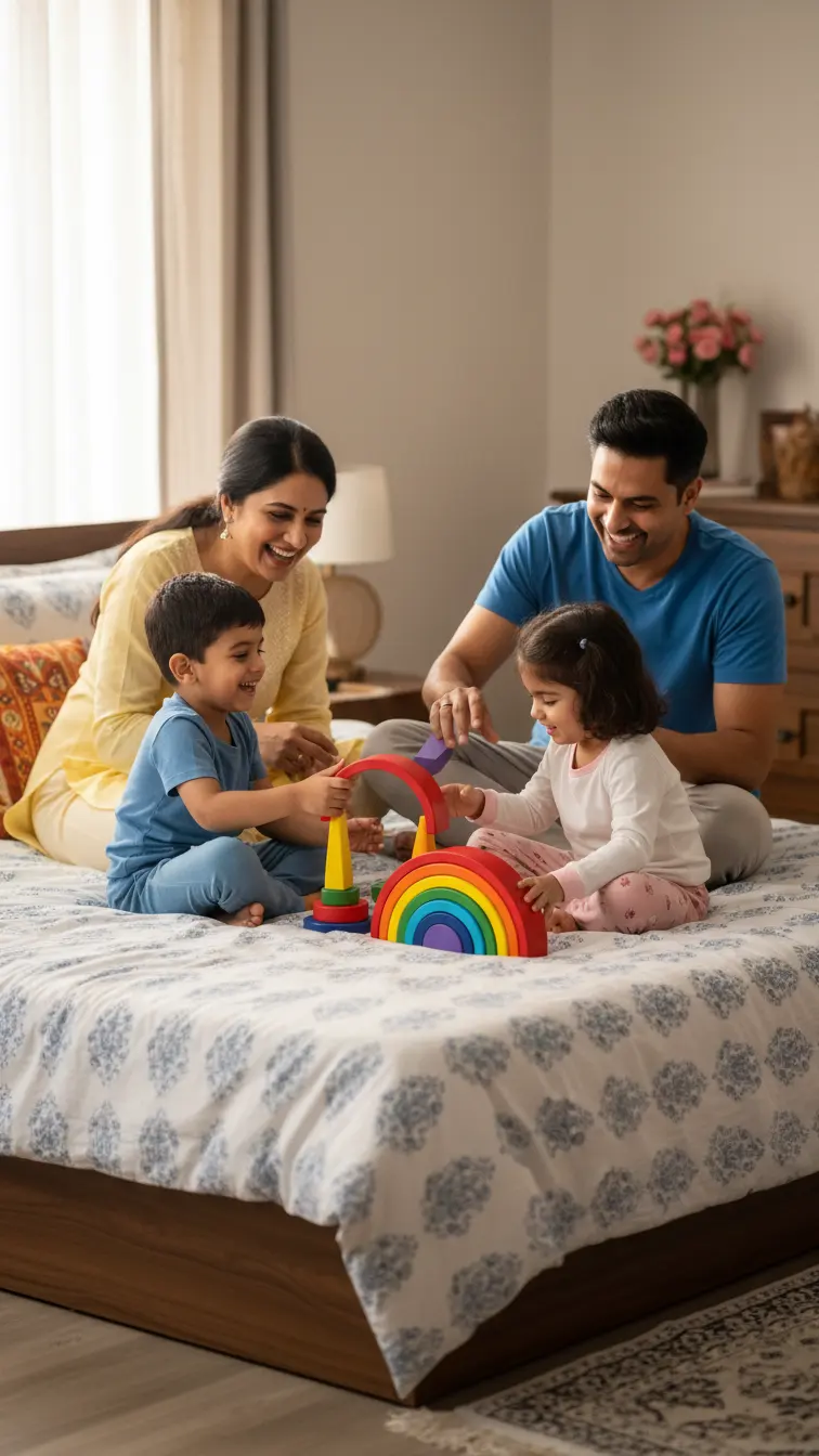 Rainbow stacker, color recognition and open-ended play.