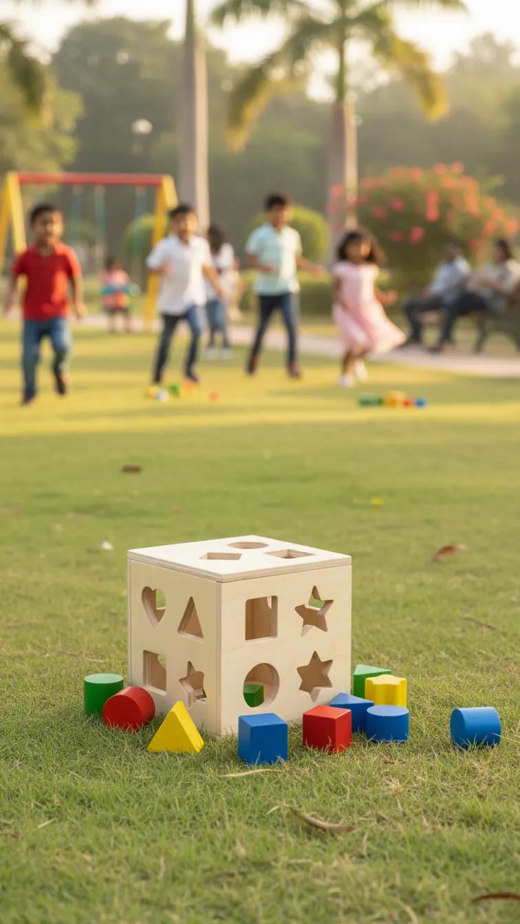 Shape sorter, shape recognition guided by a parent.