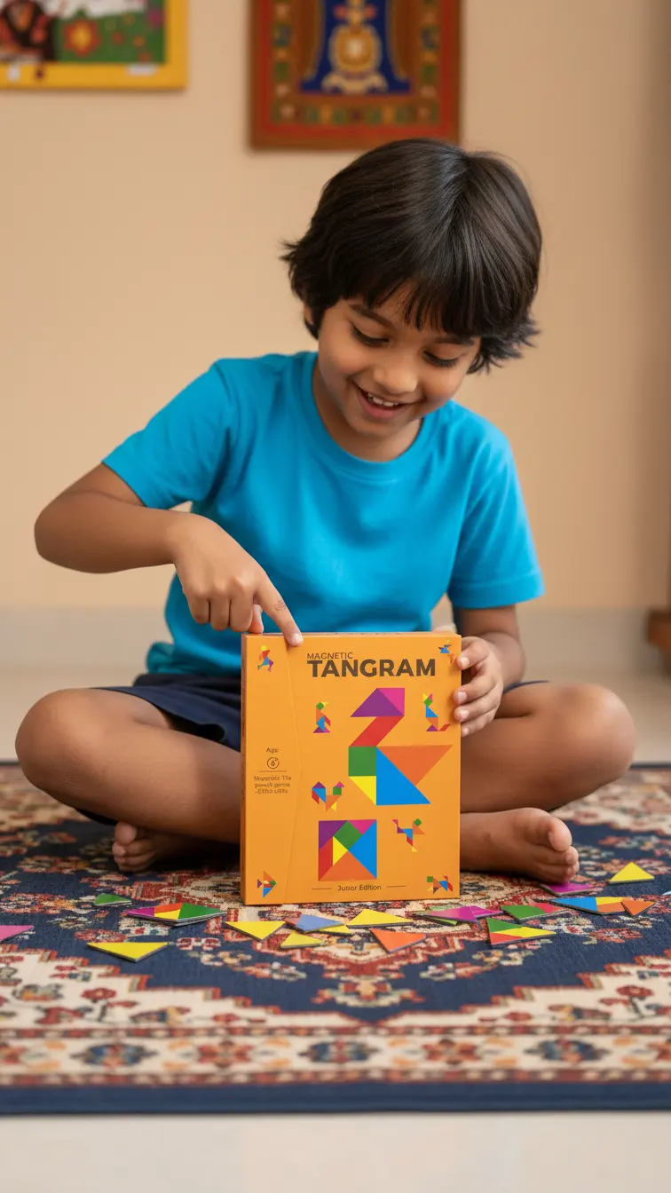 Magnetic Tangram, pattern-building and spatial reasoning.