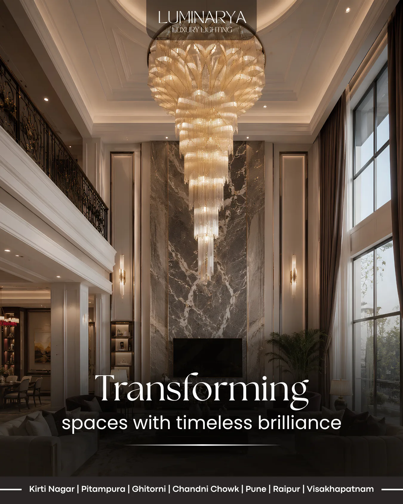 Campaign creative — "Transforming spaces with timeless brilliance."