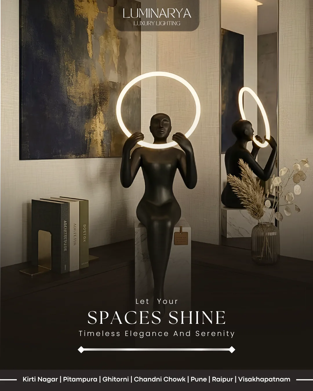 Campaign creative — "Let your spaces shine, timeless elegance and serenity."